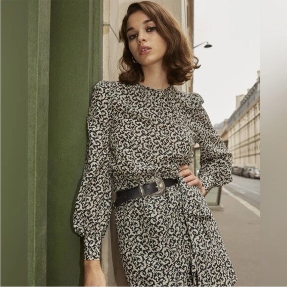 THE KOOPLES Silk Baroque Lace MCM Print Above Knee Long Sleeve Classic Dress - Picture 2 of 8